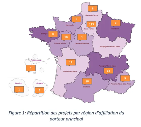 Carte de France des réponses à l'AMI